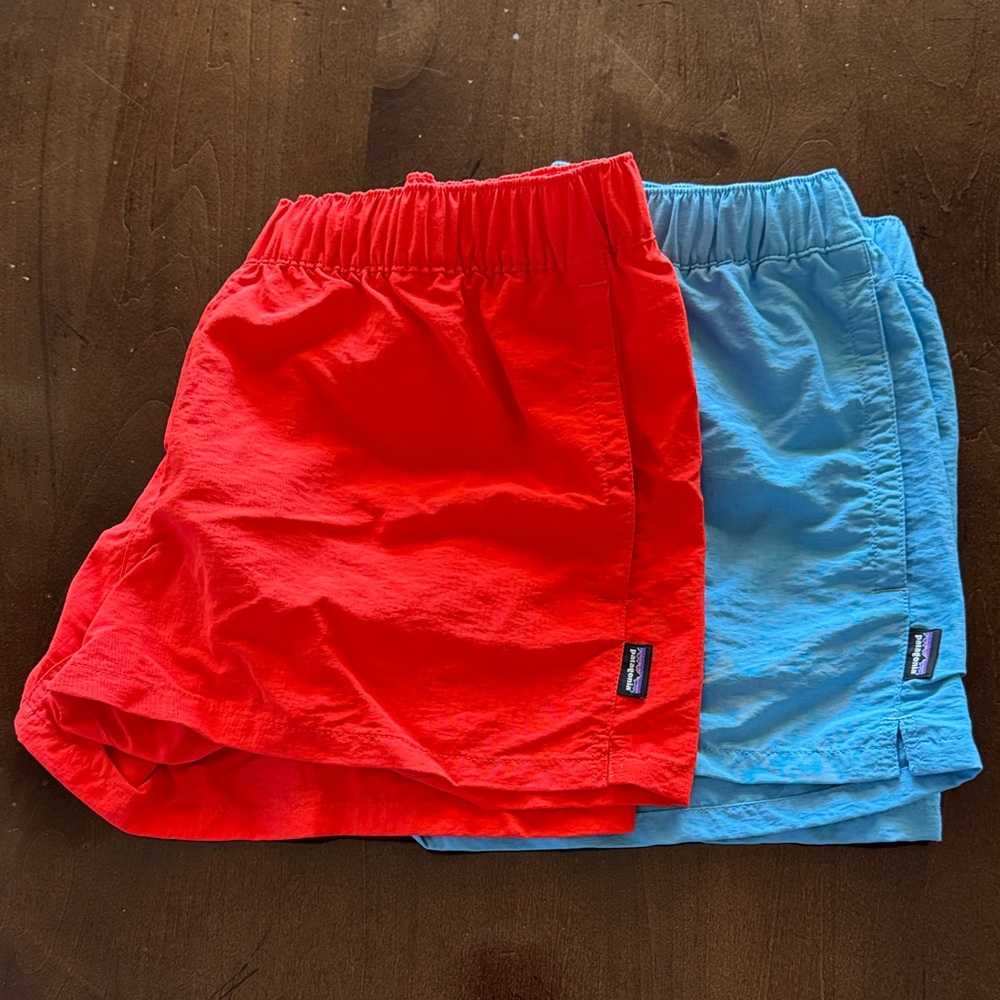 Patagonia Women's Athletic Shorts - Red and Light Blue